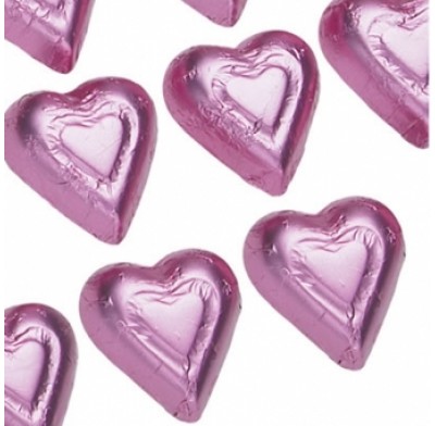 Milk Chocolate Pink Hearts Foiled